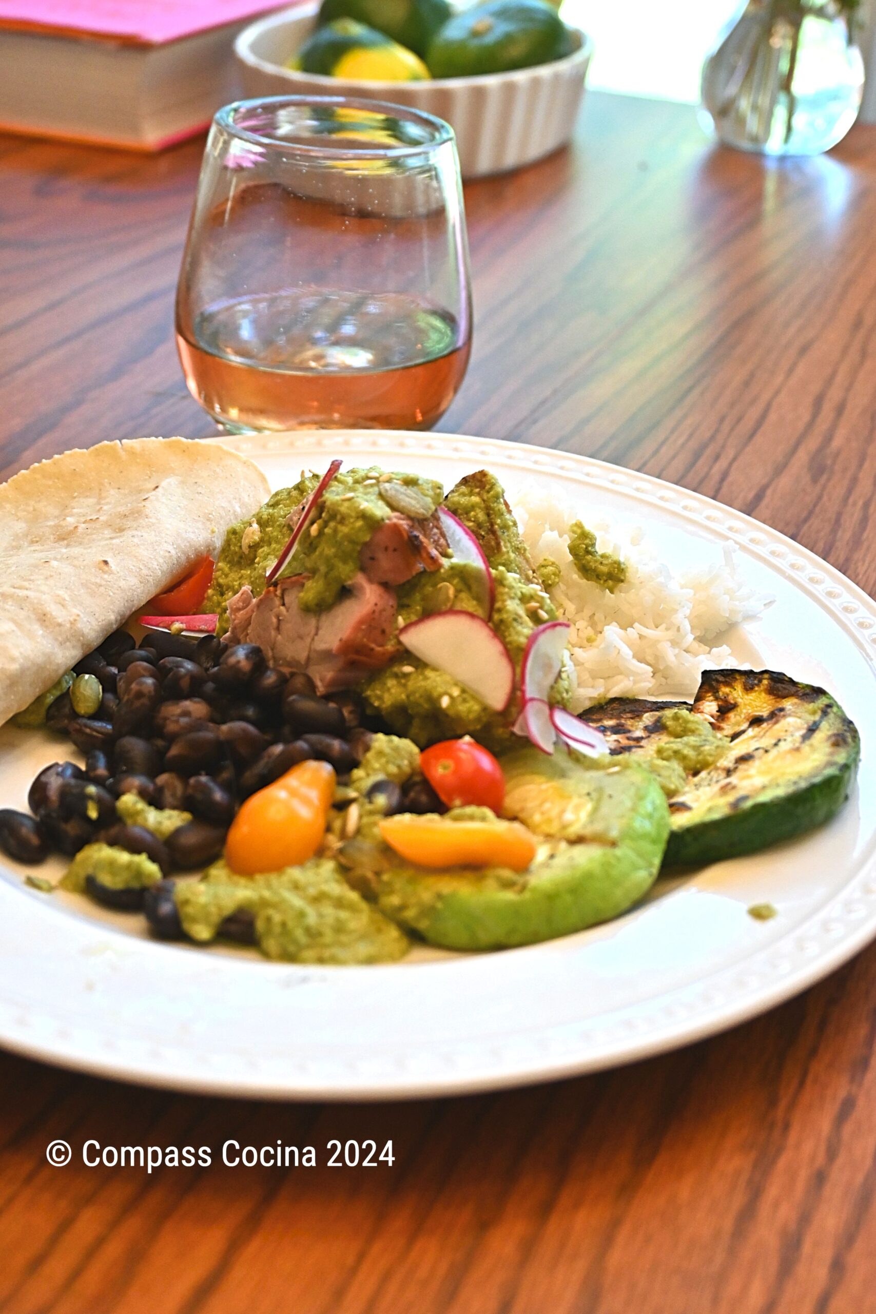 Pipián Verde with Grilled Vegetables and Vaquero Beans